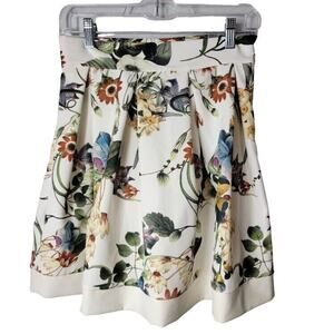Chic & Pop Floral Skirt Women's Medium Ivory Green